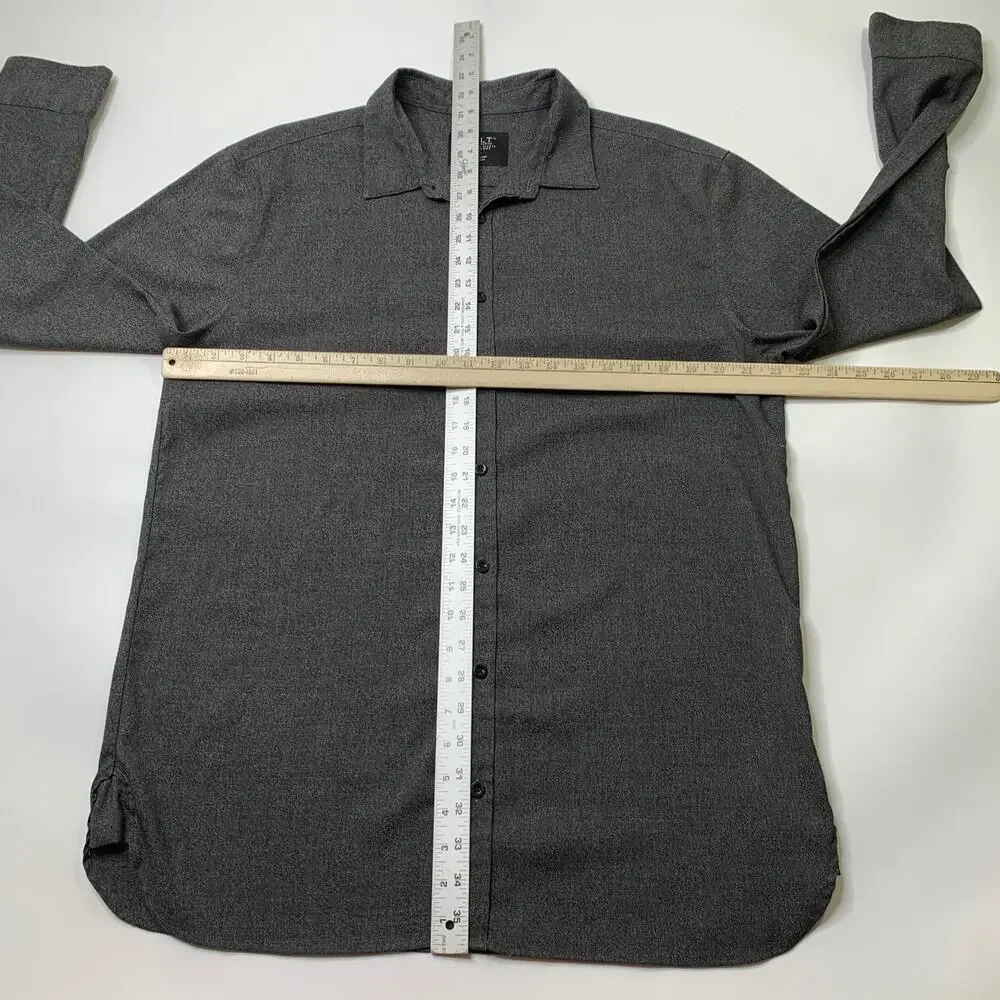 BYLT Shirt Mens XL Extra Large Gotham Gray Vista Long Sleeve Button Down Stretch